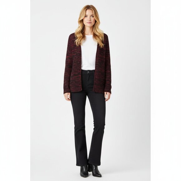 Narciso Rodriguez Design Nation Black & Red Long Sleeve Knit Open Sweater XS - Picture 11 of 11